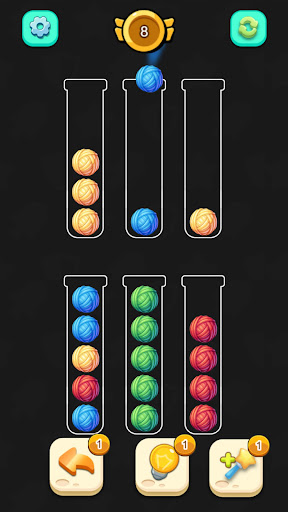 Ball Sort Puzzle board with hint controls